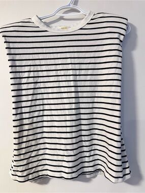Anthropologie White & Black Striped Sleeveless Cotton Tank